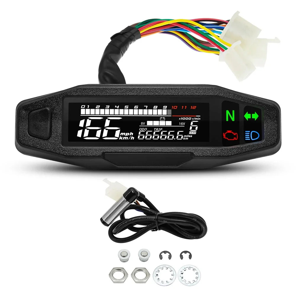 Velocímetro Digital LCD para Moto — Tacómetro con Sensor y Soporte