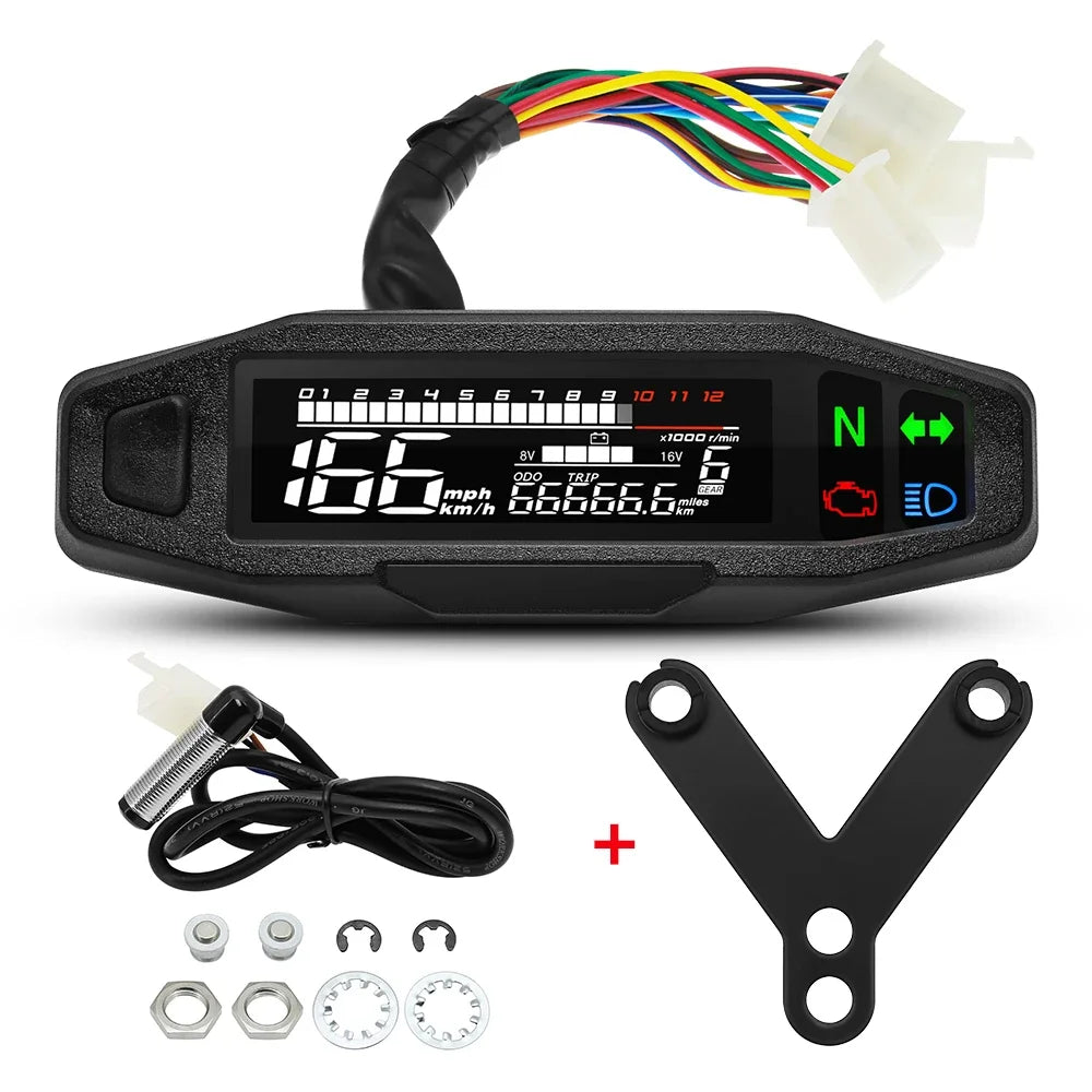 Velocímetro Digital LCD para Moto — Tacómetro con Sensor y Soporte