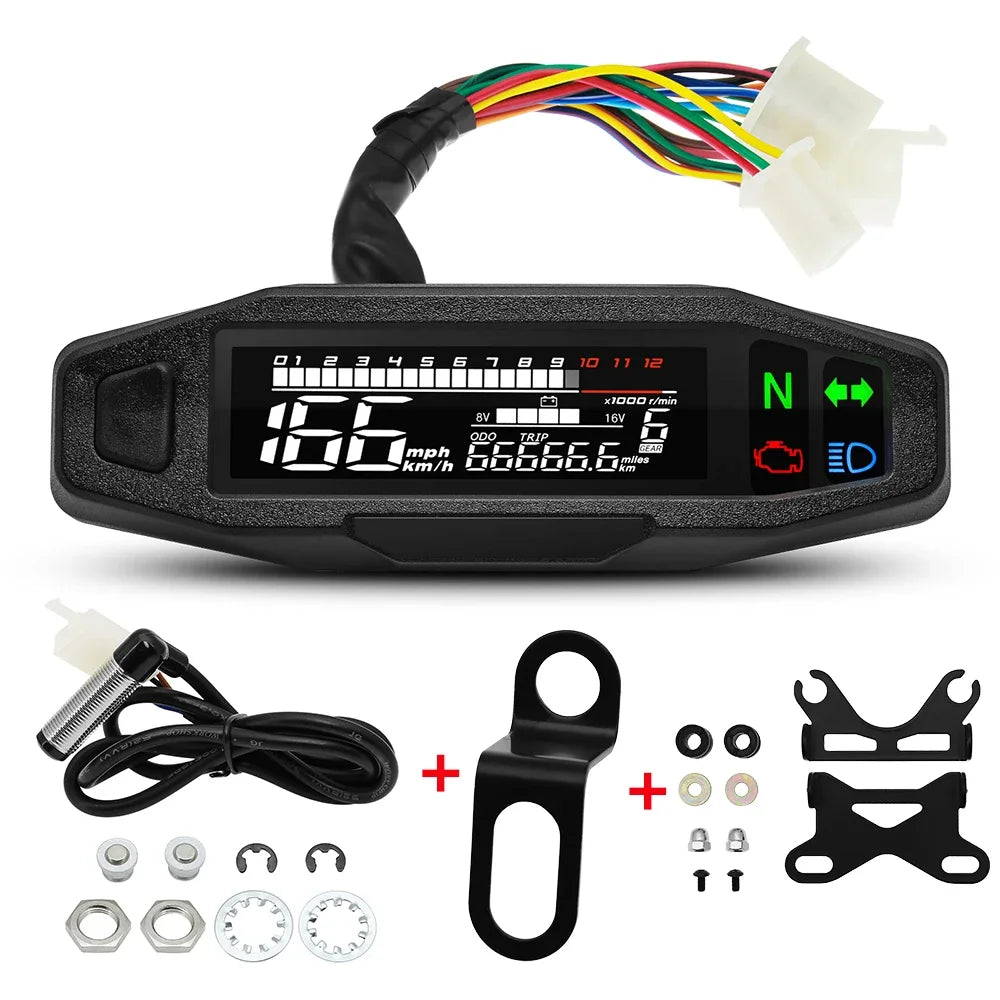Velocímetro Digital LCD para Moto — Tacómetro con Sensor y Soporte