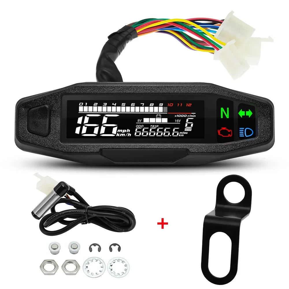 Velocímetro Digital LCD para Moto — Tacómetro con Sensor y Soporte